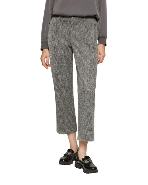 S.oliver Gray Jaquard-Crop-Top Mit Hoher Taille – Ausgestellte Beine Für Damen