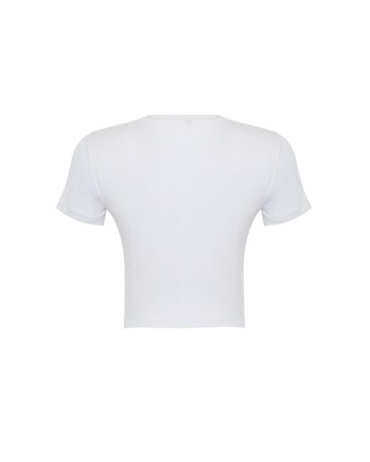 Trendyol White Es, kurzärmliges strick-t-shirt mit schleife