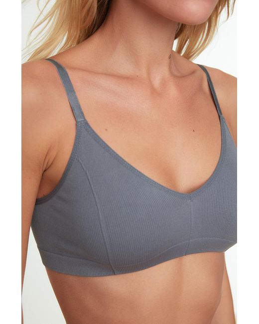 Trendyol Gray Grauer Nahtloser Bralette-Bh Mit Seilträgern