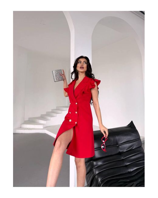 ZF BUTİK Red Jackenkleid Mit Rüschenkragen Für Damen
