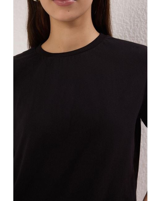 Trendyol Black Schwarzes Basic-T-Shirt Aus 100 Baumwolle Mit Rundhalsausschnitt, 2Er-Set – Für Damen