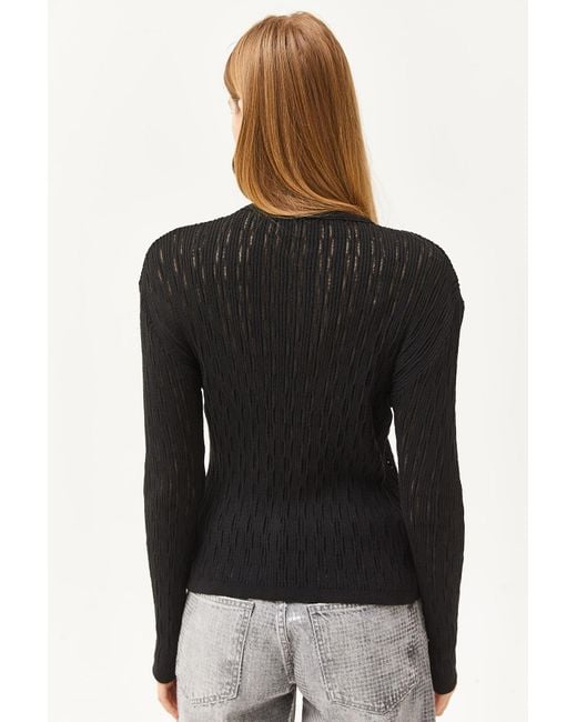 Olalook Black E strickbluse mit wellenmuster