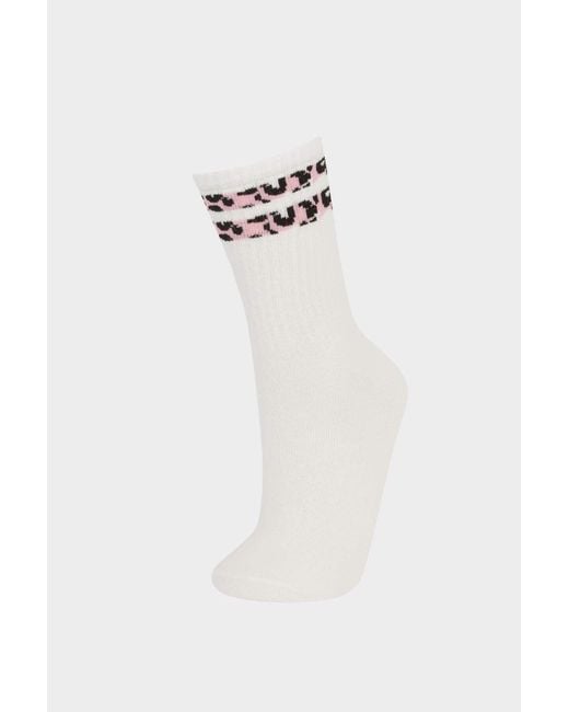 Defacto White 3-Teilige Lange Baumwollsocken Für Mädchen E6267A8Ns Für Damen