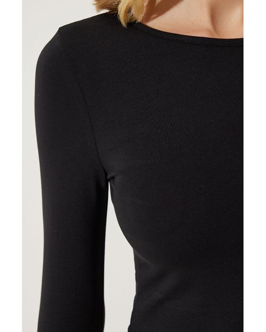 Happiness İstanbul Red Burgunderrote Schwarze Basic-Strickbluse Im 2Er-Pack Mit Rundhalsausschnitt Für Damen