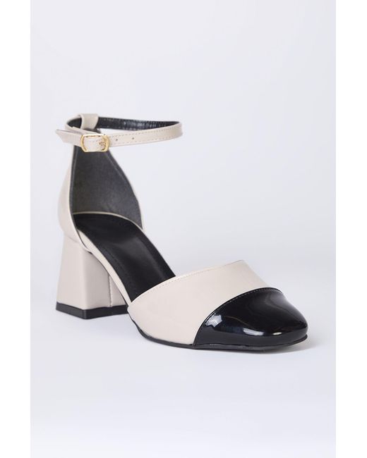 Trendyol Natural Mary Jane Color Blocking Round Toe Block Heel Klassische Schuhe Mit Absatz Für Damen