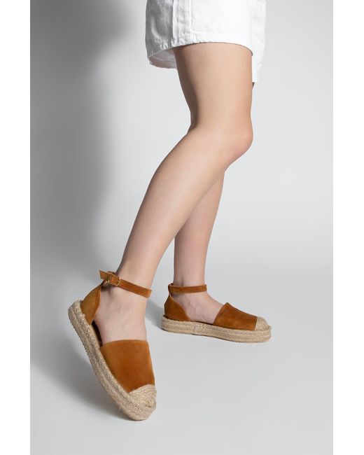 Marjin Brown Espadrille-Sandalen Aus Hellbraunem Wildleder – Echtes Leder, Knöchelriemen Aus Jute Für Damen