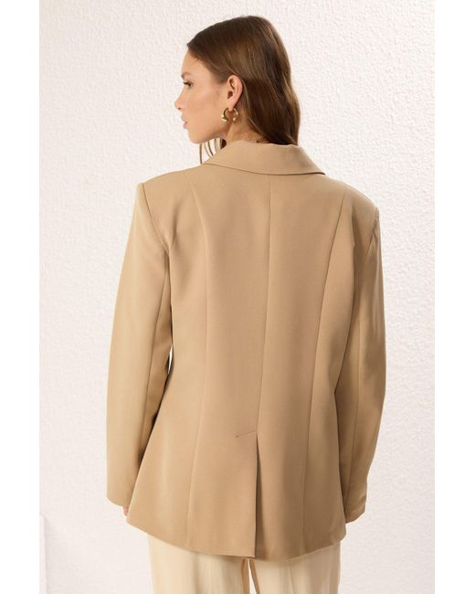 Trendyol Natural Zweireihige Blazerjacke