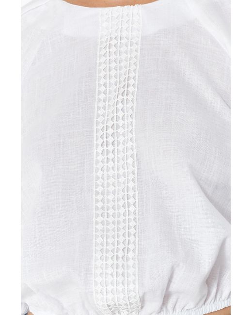 Trendyol White Brode guipure detaillierte griffe rockspitze elastische kurze gewebte bluse
