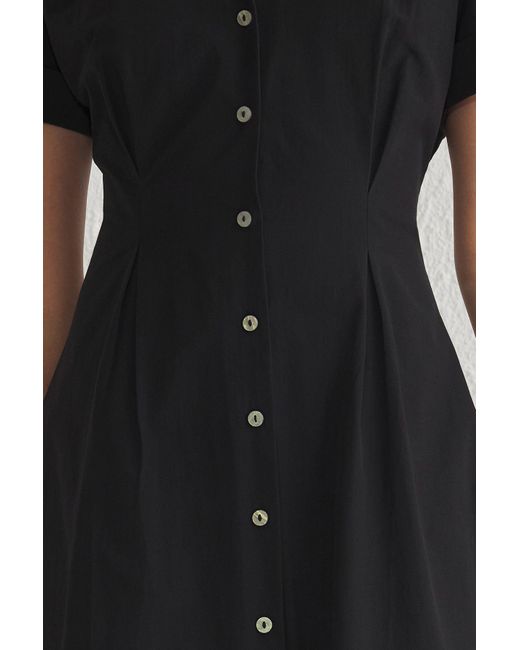 Trendyol Black Schwarzes, Tailliertes, Gewebtes Midi-Hemdkleid Für Damen
