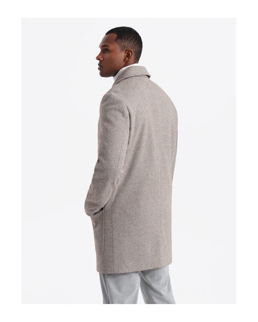 Ombre Einreihiger Gemusterter Mantel Mit Taschen Asche V1 Xxl Für Herren in Natural für Herren