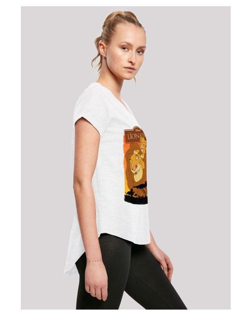 F4NT4STIC The Lion King Simba And Mufasa -Wht With Ladies Long Slub Tee Für Damen in Orange für Herren