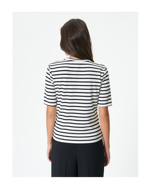 Koton White Slim Fit T-Shirt Rundhals Kurzarm Für Damen