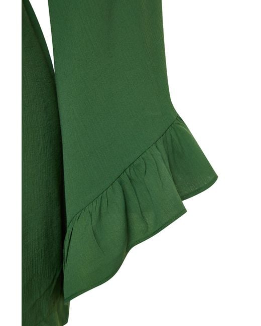 Trendyol Green Er mini-kimono und kaftan mit gewebtem schwungrad und gürtel