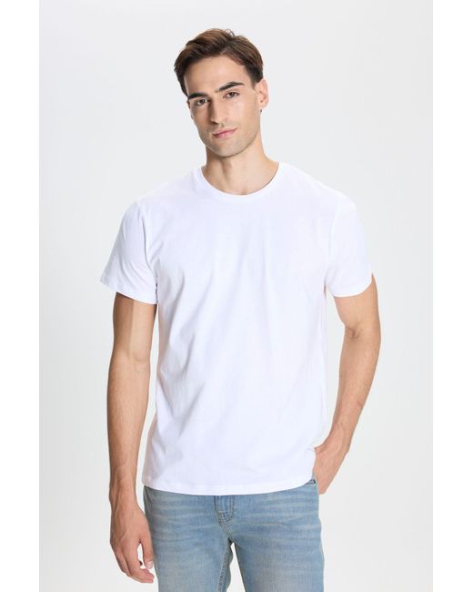 AC&Co / Altınyıldız Classics Baumwolle Slim Fit Slim Fit Rundhalsausschnitt Weißes T-Shirt Für Herren in Gray für Herren