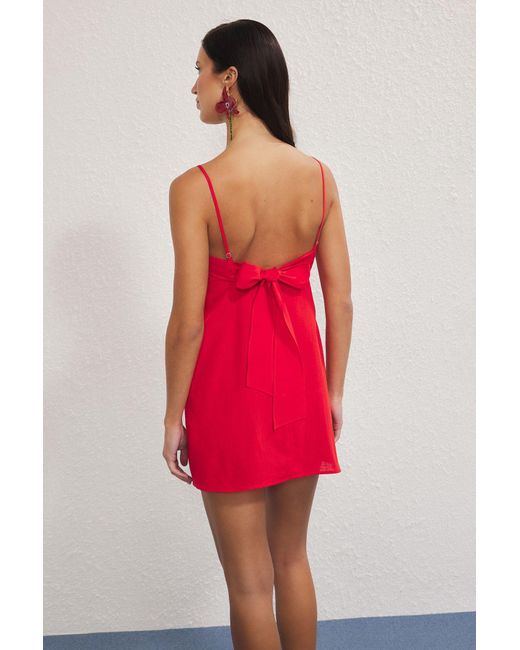 Trendyol Red Rotes Strandkleid Aus 100 Baumwolle Mit Gewebtem Rückendetail Für Damen