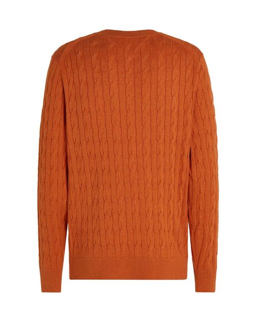 Tommy Hilfiger Klassischer Algodon Cable Crew-Ausschnitt Für Herren in Orange für Herren