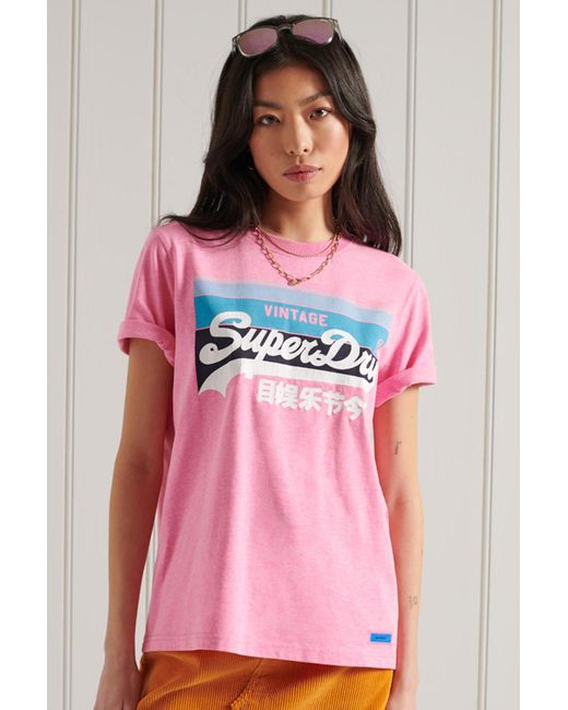 Superdry T-shirt regular fit in Pink | Lyst DE