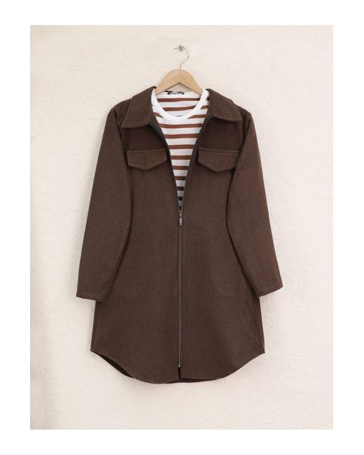 Modamorfo Brown Kaschmirmütze Mit Seitentaschen Und Reißverschluss Für Damen