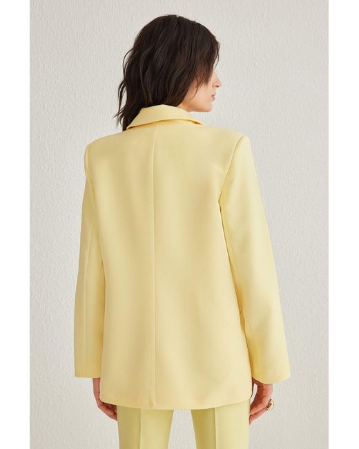 Trendyol Yellow Gestreifte Blazerjacke Für Damen