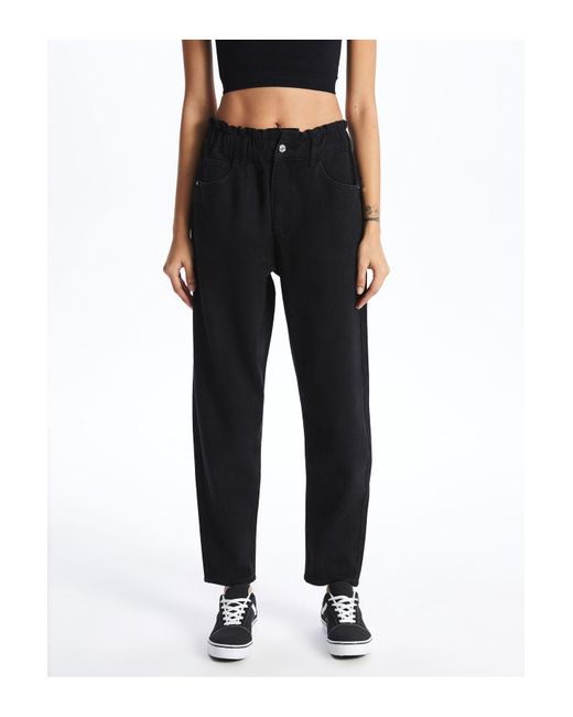 LC Waikiki Black Slouchy fit jeanshose mit elastischem bund