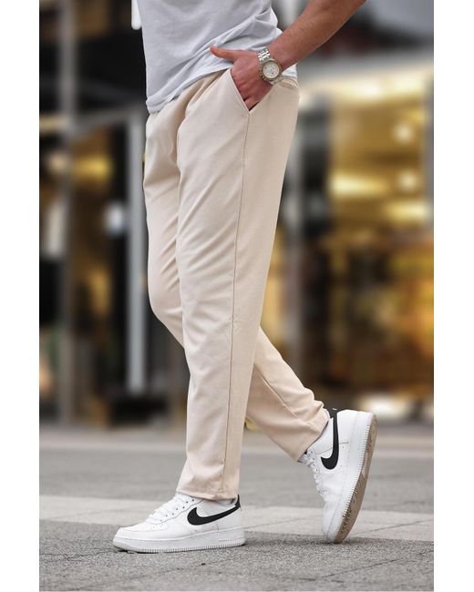 Madmext Beigefarbene Hose Mit Geradem Bein Für Herren in Natural für Herren