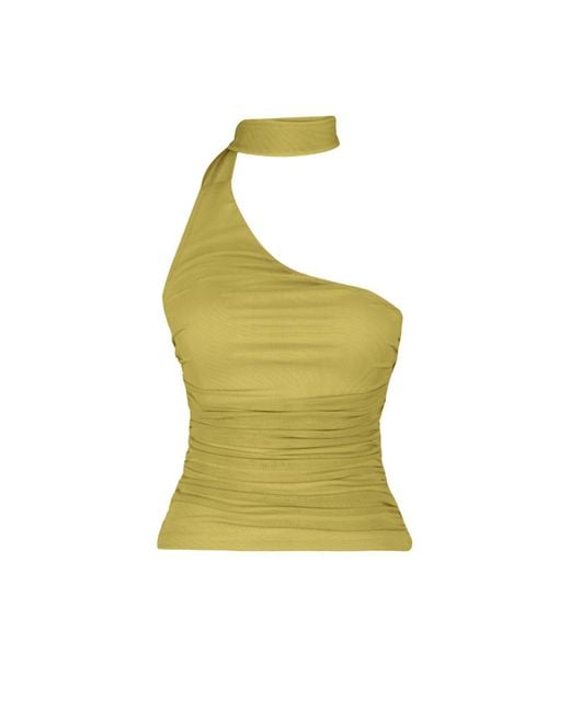 Trendyol Green Ölgrüne Neckholder-Strickbluse Mit Kordelzugfutter, Dehnbar, Für Damen
