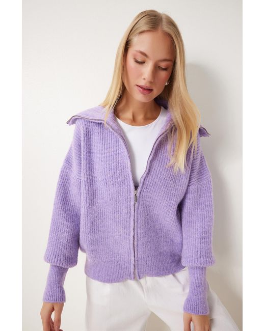 Happiness İstanbul Purple Strickjacke