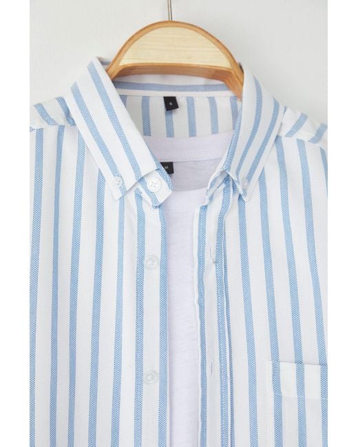 Trendyol Blau Gestreifte Oxford-Goruntu Für Herren in Blue für Herren