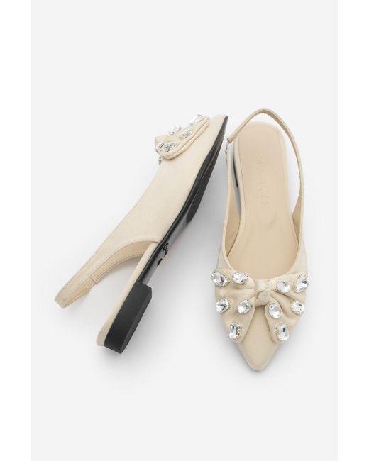 Marjin Natural Ballerinas Aus Satin Mit Spitzer Zehenpartie Und Schleife, Die Nicht Verpassen Dürfen Für Damen