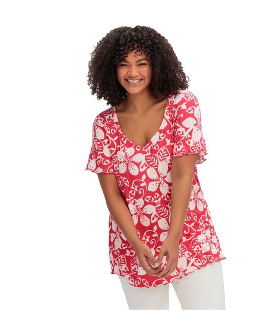 Sheego Red Große größen shirt mit blumendruck und v-ausschnitt
