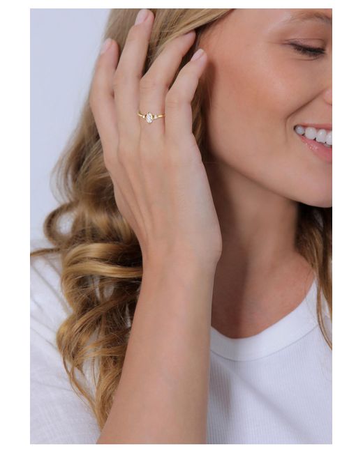 Elli Jewelry White Ring Verlobungsring Oval Mit Zirkonia Kristallen 925 Sterling Silber Für Damen