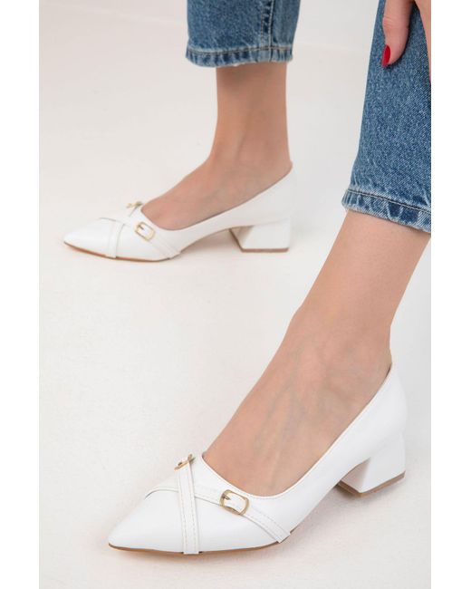 Soho White Modell Weiße Klassische Schuhe Mit Absatz Für Damen