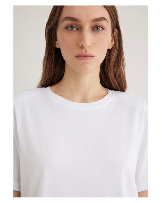 Mavi Blue Weißes Basic-T-Shirt Mit Normaler Passform -620 Für Damen