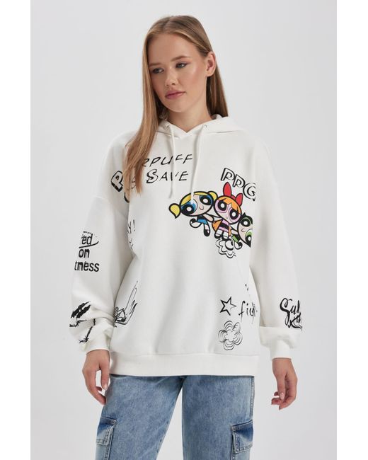 Defacto Multicolor Cooles powerpuff girls oversize-fit-kapuzen-sweatshirt