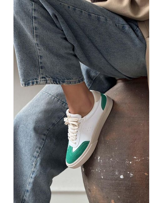 NİŞANTAŞI SHOES White Brooke Matt Grün Wildleder Detaillierte Flache Sohle Schnürschuhe Für Damen