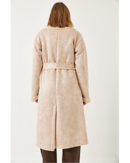Bianco Lucci Natural Langer Wollmantel 20099 Für Damen
