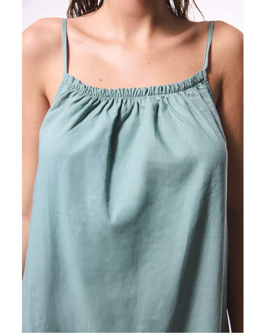 Penti Blue Hellgrünes Maxikleid Aus Natürlichem Leinen Mit Quadratischem Ausschnitt Für Damen