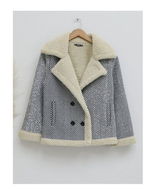 Modamorfo Gray Steinfarbener, Pelzfarbener, Geknöpfter Mantel Für Damen