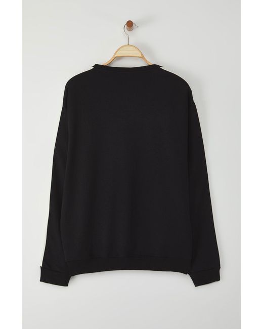 Trendyol Schwarzes Bedrucktes Sweatshirt Mit V-Ausschnitt – Mehr Haltbar, Breiter Schnitt Für Herren in Black für Herren