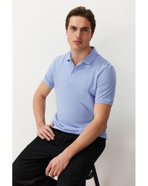 Trendyol Farbenes t-shirt mit strukturiertem polokragen und normaler schnittform in Blue für Herren