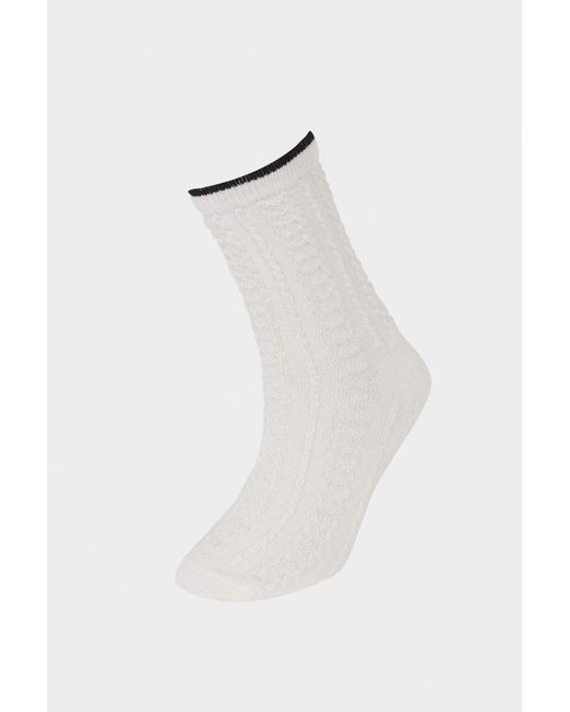 Defacto White 3-Teilige Lange Baumwollsocken Für Mädchen E6265A8Ns Für Damen