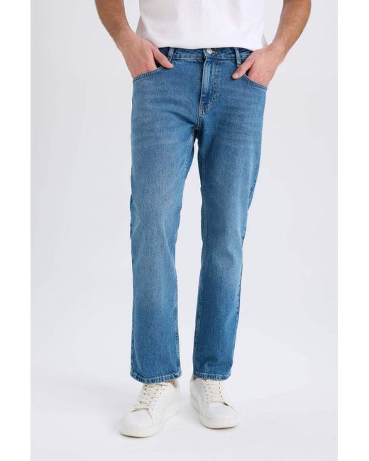 Defacto Sergio Regular Fit Normale Passform Normale Taille Schlauchbein Jeanshose Für Herren in Blue für Herren