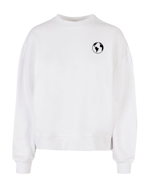 Merchcode White Ladies Wording Entdecke Die Welt Oversized Crewneck Für Damen