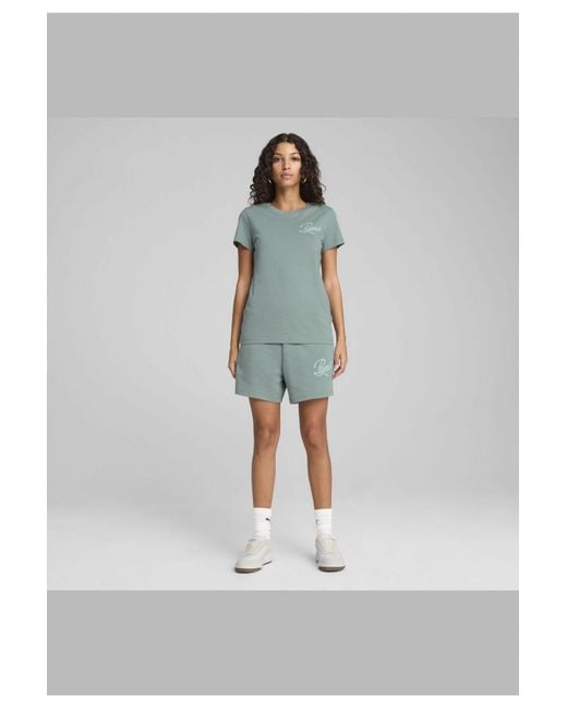 PUMA Green Ess Script 5" Hochgeschnittene Shorts Für Damen