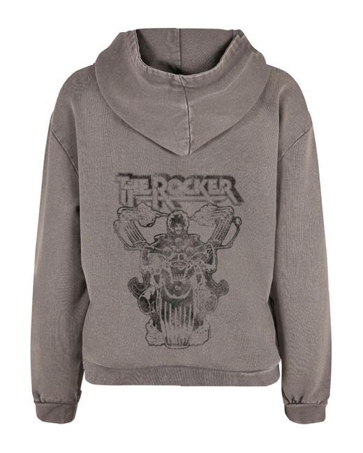 Merchcode Gray Ladies thin lizzy logo rocker acid washed oversized hoody