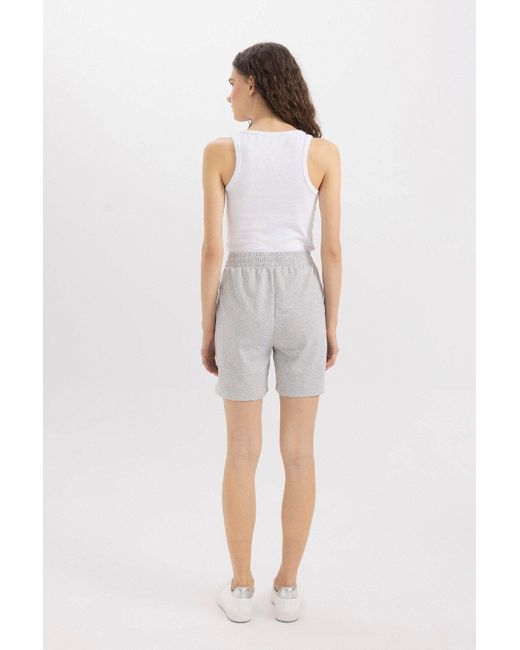Defacto White Basic-Bermudashorts Mit Normaler Passform Für Damen