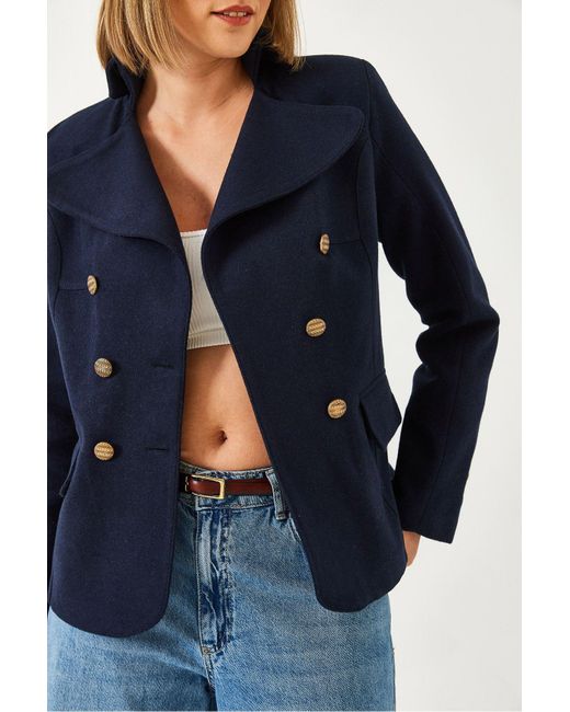 Bianco Lucci Blue Geknöpfte, Gefütterte Kaschmirmantel Mbms054 Für Damen