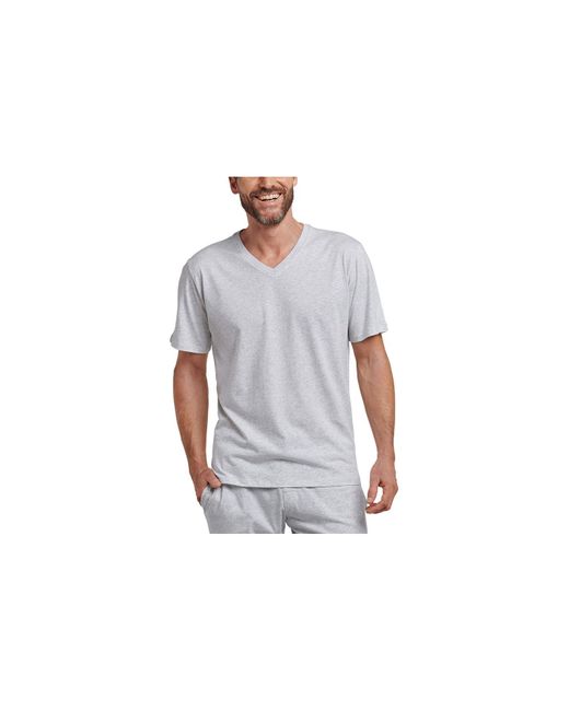 Schiesser V-kragen t-shirt in Gray für Herren
