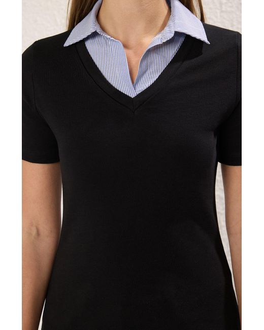 Trendyol Black Schwarze, Gewebte, Detaillierte Strickbluse Mit Normaler/Normaler Passform Für Damen