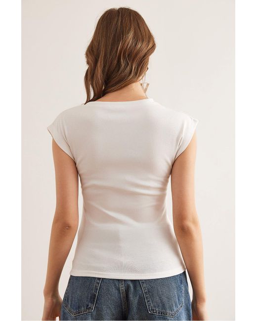 Olalook White Bat Soft Textured Flexible Bluse Blz- 19002877 Für Damen